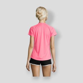 Tee-shirt à manches courtes raglan Sporty femme - Rose Fluo - Sol's
