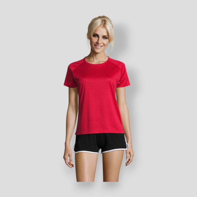 T-shirt de mangas curtas raglan Sporty mulher - Vermelho - Sol's