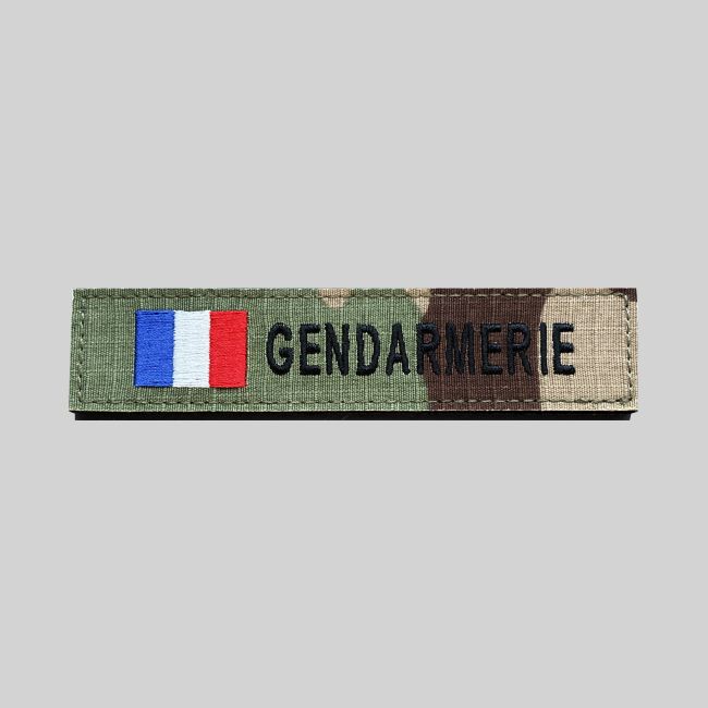 Geborduurde naamband Gendarmerie op klittenband met Franse vlag - Camo CE