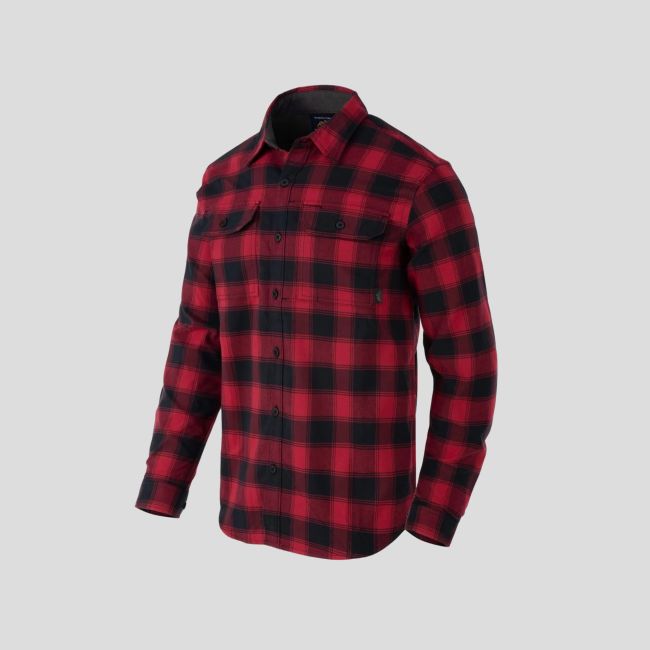 Chemise GreyMan - Carreaux corail et cramoisi - Helikon