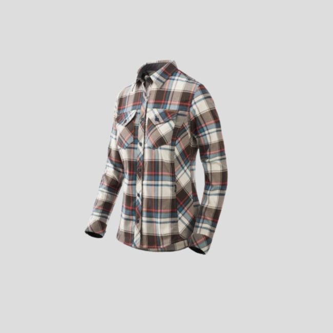 Camisa mujer Marigold - Motivo a cuadros pradera brumosa - Helikon