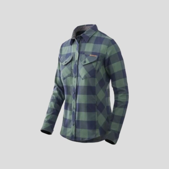 Camisa xadrez verde musgo para mulher - Helikon