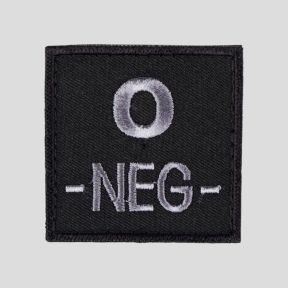 Vierkante patch 3D stof bloedgroep O- met klittenband - Zwart