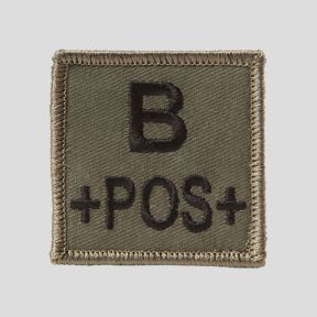 Patch carré Tissu 3D groupe sanguin B+ avec velcro - Vert Olive