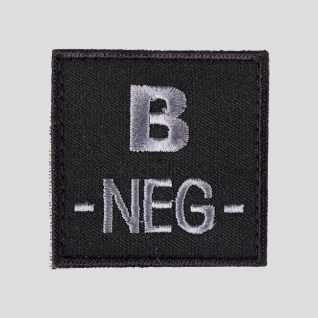 ECUSSON FEUTRE BRODE GROUPE SANGUIN DOS AUTO-AGRIPPANT B NEG NOIR - Patrol Equipement