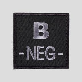 Vierkante patch 3D stof bloedgroep B- met klittenband - Zwart