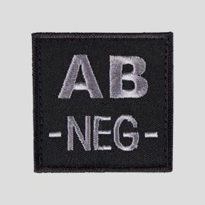 Patch carré Tissu 3D groupe sanguin AB- avec velcro - Noir