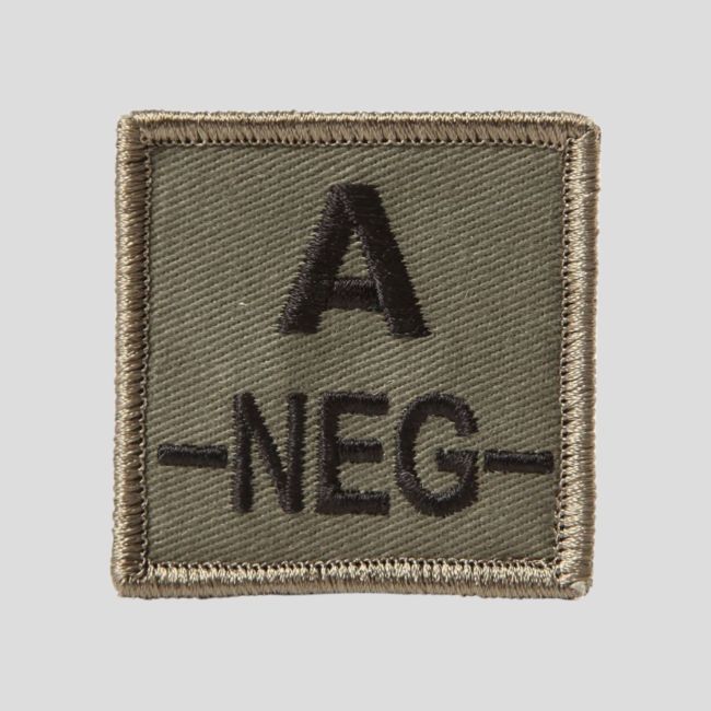 Vierkante patch 3D stof bloedgroep A- met klittenband - Olijfgroen