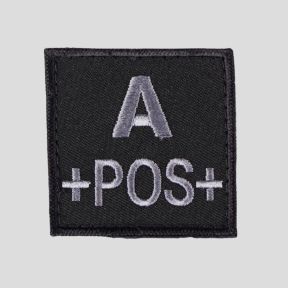 Quadratischer 3D-Stoff-Patch Blutgruppe A+ mit Klettverschluss - Schwarz