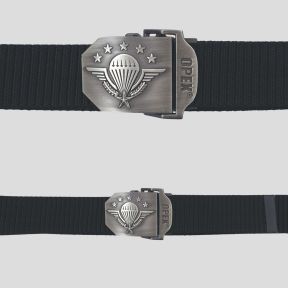 Ceinturon sangle en nylon avec boucle métal gravée Troupes Aéroportées - Noir - OPEX
