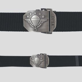 Ceinturon sangle en nylon avec boucle métal gravée Troupes Aéroportées - Noir - OPEX