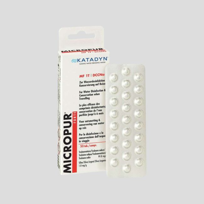 Schachtel mit 50 Tabletten Micropur Forte MF 1T/50T (Wasserdesinfektion und -konservierung) - Katadyn
