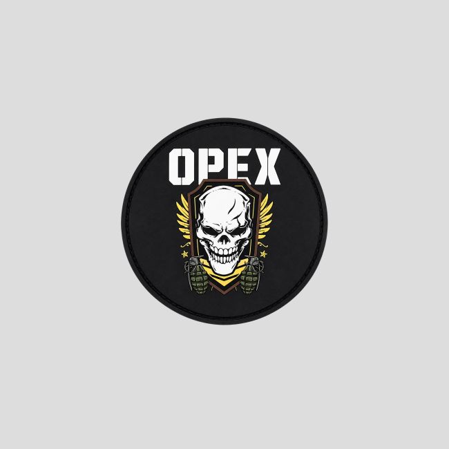Okrągła naszywka PVC Czaszka Granaty - Czarny - OPEX