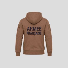 Militär-Sweatshirt Spider mit Reißverschluss und besticktem Klettverschluss Französische Armee - Coyote - OPEX