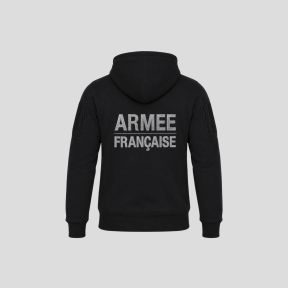 Sweat militaire Spider avec zip et velcro brodé Armée Française - Noir - OPEX