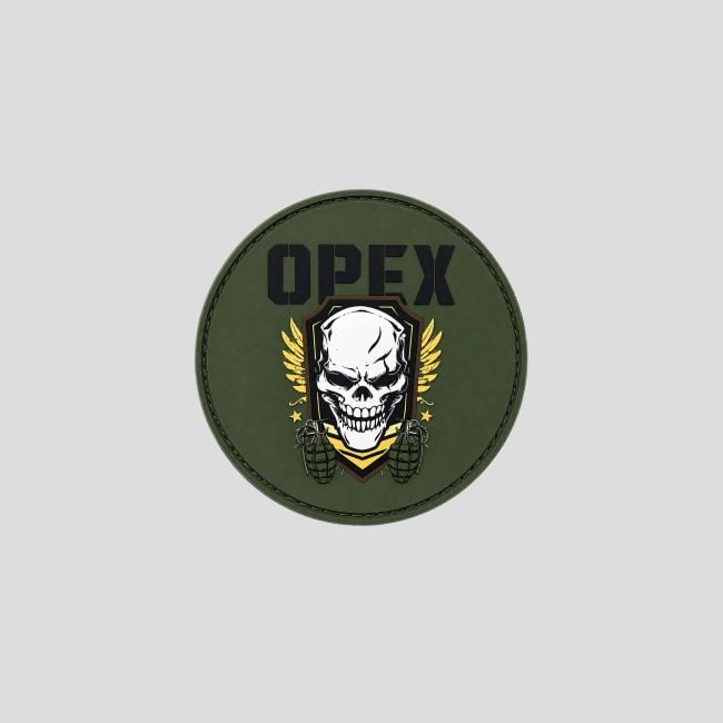Patch PVC redondo Calavera Granada - Verde Oliva - OPEX