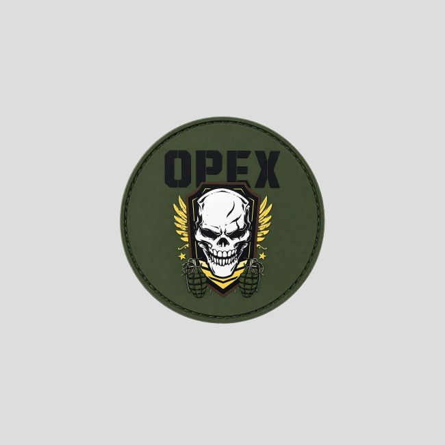 Patch PVC rond Crâne Grenades - Vert Olive - OPEX