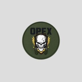 Naszywka PVC okrągła Czaszka Granaty - Oliwkowy Zielony - OPEX