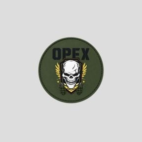 Naszywka PVC okrągła Czaszka Granaty - Oliwkowy Zielony - OPEX