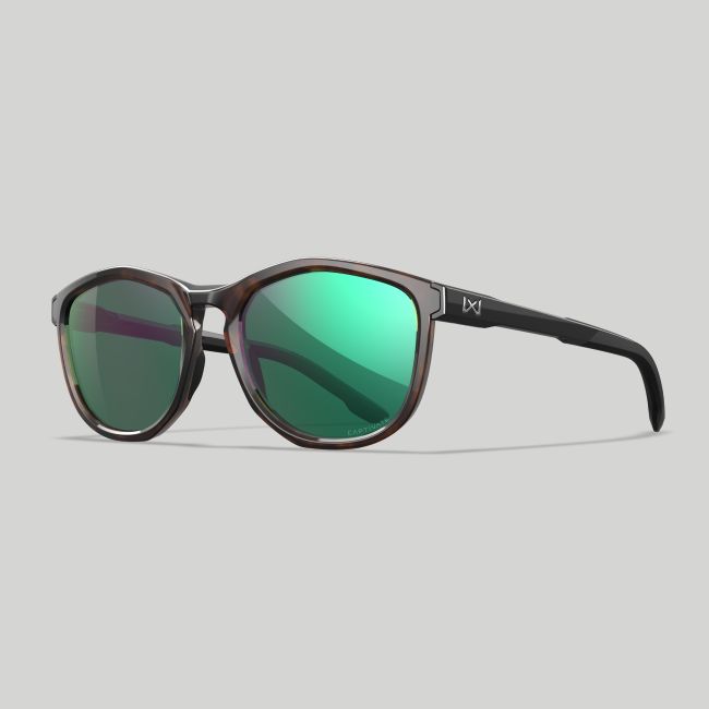 Óculos de sol Bravo (lentes Captivate™ polarizadas e espelho Verdes) - Castanho Malhado/Preto - Wiley X