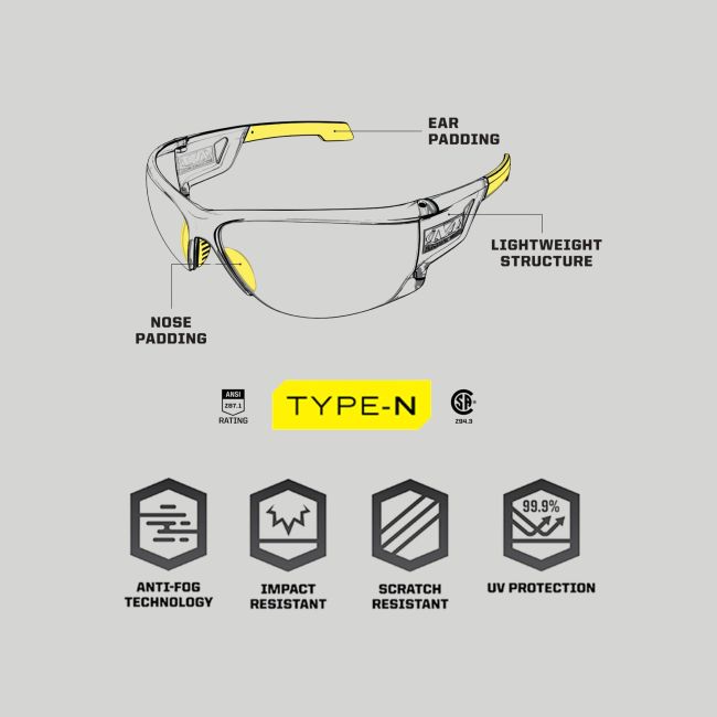Okulary ochronne balistyczne Type-N (soczewki bezbarwne) - Przezroczysty - Mechanix