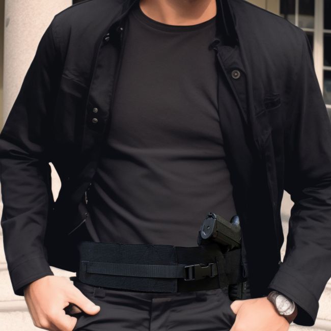 Ceinture port discret avec holster - Noir - Patrol Equipement