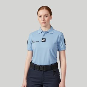 Polo à manches courtes Cooldry avec velcro Gendarmerie femme - Bleu Ciel - Patrol Equipement