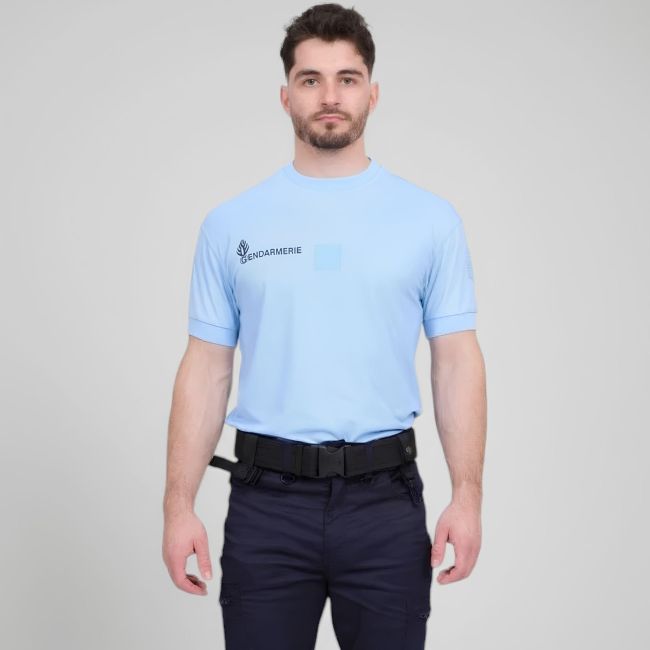 T-shirt Cooldry com velcro Gendarmerie - Azul Céu - Patrol Equipement