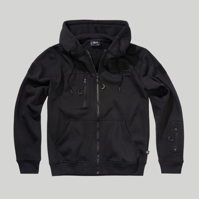 Sweat à capuche zippé tactique - Noir - Brandit