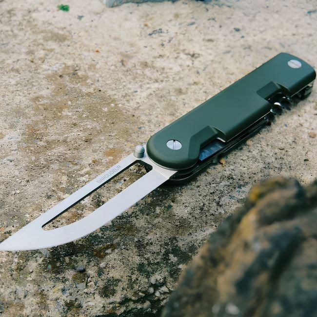 Cuchillo Baroudeur (hoja ahuecada) + cubiertos - Caqui - TB Outdoor