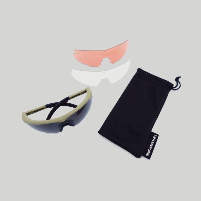Gafas tácticas Raptor (kit 3 cristales Incoloro/Ahumado/Naranja) - Coyote - Swisseye