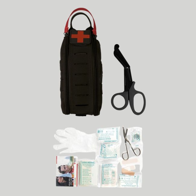 Bolsillo IFAK Rapid relleno (28 piezas) con tijeras - Negro - Mil-Tec