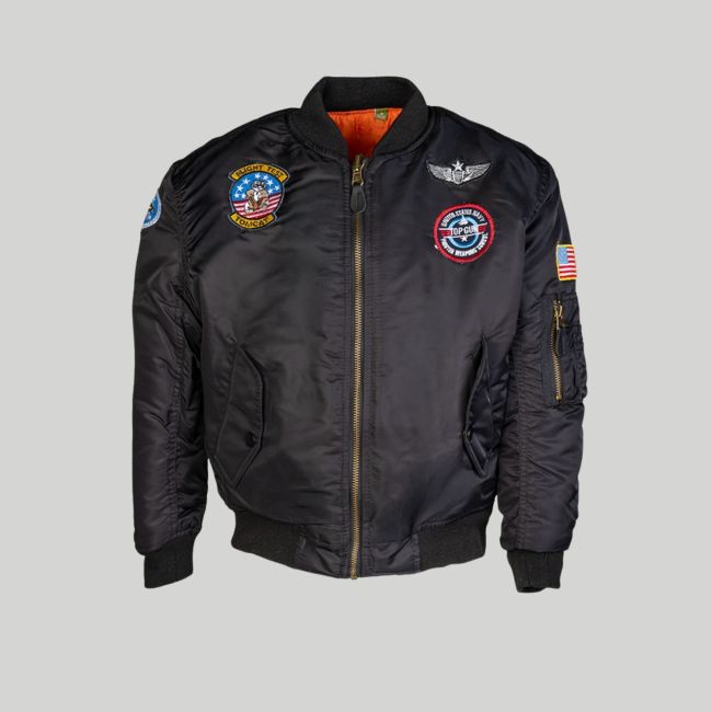 Blouson bomber MA1 avec badges enfant - Noir - Mil-Tec