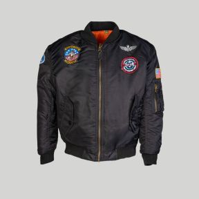 Giubbotto bomber MA1 con badge bambino - Nero - Mil-Tec