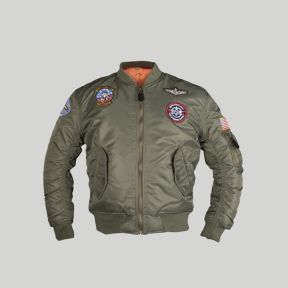 Cazadora bomber MA1 con parches infantil - Verde Oliva - Mil-Tec