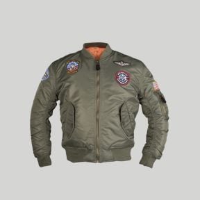 Cazadora bomber MA1 con parches infantil - Verde Oliva - Mil-Tec