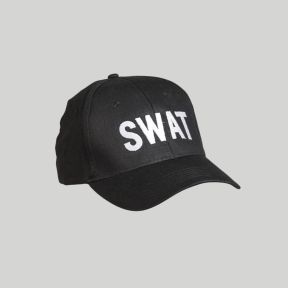 Czapka z daszkiem haftowana SWAT - Czarna - Mil-Tec