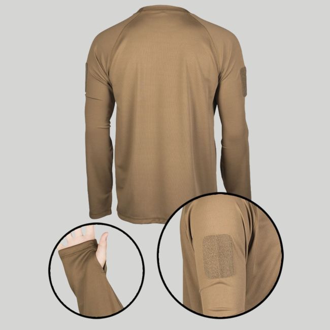 Camiseta táctica Quick Dry de manga larga - Coyote Oscuro - Mil-Tec