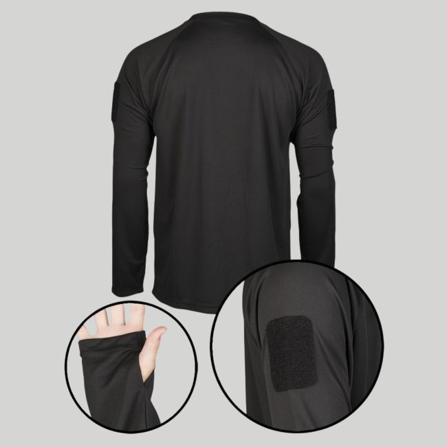 T-shirt tactique Quick Dry à manches longues - Noir - Mil-Tec