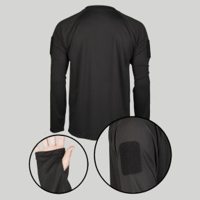Camiseta táctica Quick Dry de manga larga - Negro - Mil-Tec