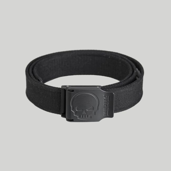 Gürtel mit Skull-Schnalle 40mm - Schwarz - Mil-Tec