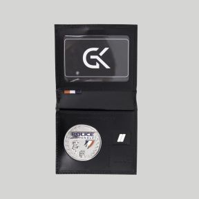 Porte-cartes en cuir avec emplacement grade et médaille - Noir - GK