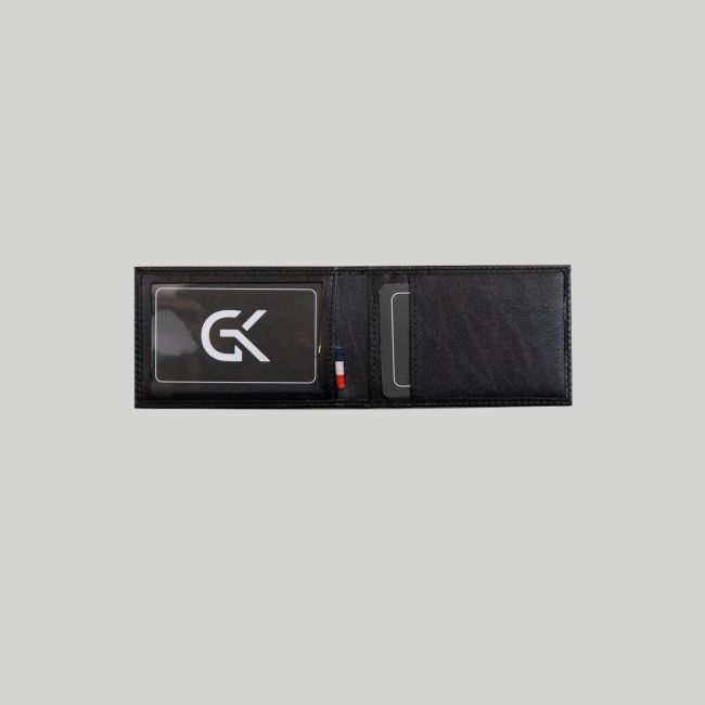 Horizontaler Mini-Lederkartenhalter mit 2 Klappen - Schwarz - GK