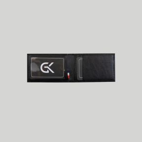 Porta-cartas horizontal mini 2 partes de cuero - Negro - GK