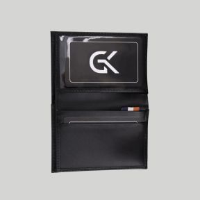 Mini-Lederkartenhalter mit 2 Klappen - Schwarz - GK