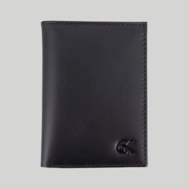 Porte-cartes mini 2 volets en cuir - Noir - GK