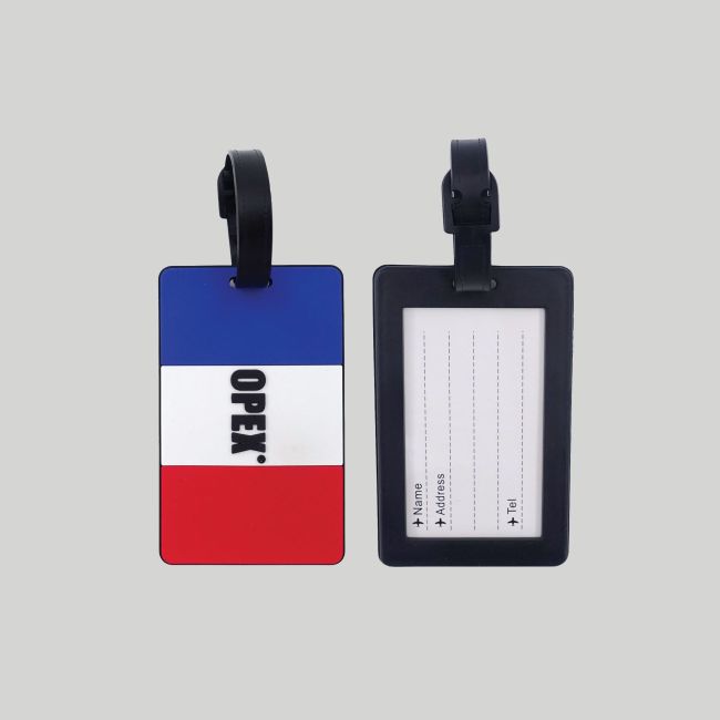Etiquette Bagage "French Flag" en Rubber 10 x 6,5 cm - Opex