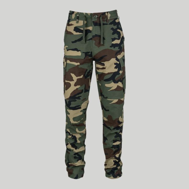 Pantalone BDU elasticizzato in ripstop taglio slim - Woodland - Fostex Garments