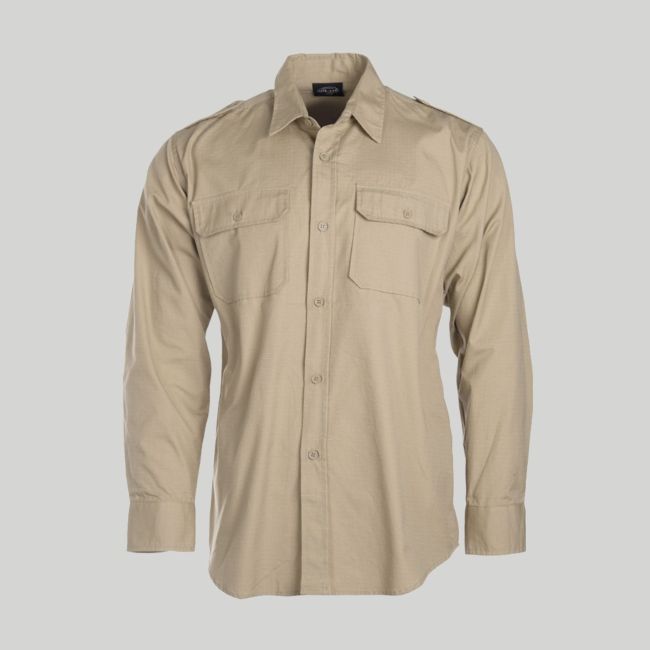 Tropisch overhemd met lange mouwen - Khaki - Mil-Tec