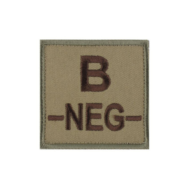 Écusson groupe sanguin B- Marron sur Beige - DMB